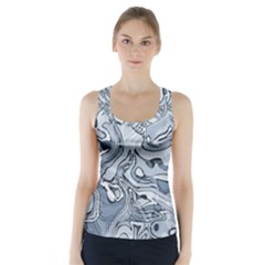 Faded Blue Abstract Art Racer Back Sports Top