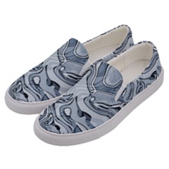 Faded Blue Abstract Art Men s Canvas Slip Ons by SpinnyChairDesigns