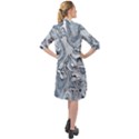 Faded Blue Abstract Art Long Sleeve Mini Shirt Dress View2