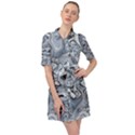 Faded Blue Abstract Art Belted Shirt Dress View1