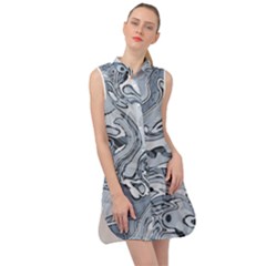 Faded Blue Abstract Art Sleeveless Shirt Dress by SpinnyChairDesigns