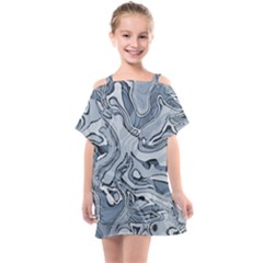 Faded Blue Abstract Art Kids  One Piece Chiffon Dress by SpinnyChairDesigns