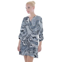 Faded Blue Abstract Art Open Neck Shift Dress by SpinnyChairDesigns