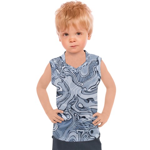 Faded Blue Abstract Art Kids  Sport Tank Top by SpinnyChairDesigns