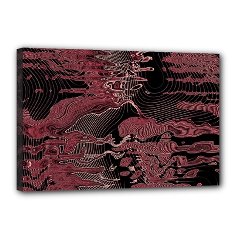 Red Black Abstract Art Canvas 18  X 12  (stretched) by SpinnyChairDesigns