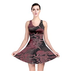 Red Black Abstract Art Reversible Skater Dress by SpinnyChairDesigns