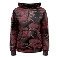 Red Black Abstract Art Women s Pullover Hoodie by SpinnyChairDesigns