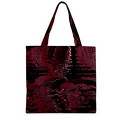 Red Black Abstract Art Zipper Grocery Tote Bag by SpinnyChairDesigns