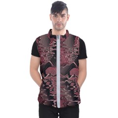 Red Black Abstract Art Men s Puffer Vest by SpinnyChairDesigns