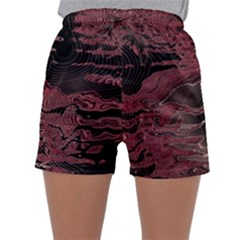 Red Black Abstract Art Sleepwear Shorts by SpinnyChairDesigns