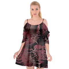 Red Black Abstract Art Cutout Spaghetti Strap Chiffon Dress by SpinnyChairDesigns