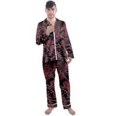 Red Black Abstract Art Men s Long Sleeve Satin Pyjamas Set by SpinnyChairDesigns