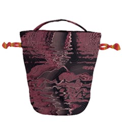 Red Black Abstract Art Drawstring Bucket Bag by SpinnyChairDesigns