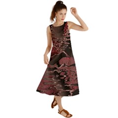 Red Black Abstract Art Summer Maxi Dress by SpinnyChairDesigns