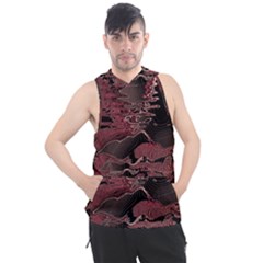 Red Black Abstract Art Men s Sleeveless Hoodie by SpinnyChairDesigns