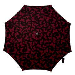 Red And Black Butterflies Hook Handle Umbrellas (small) by SpinnyChairDesigns