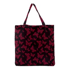 Red And Black Butterflies Grocery Tote Bag by SpinnyChairDesigns