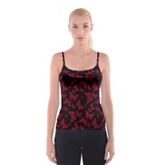 Red And Black Butterflies Spaghetti Strap Top by SpinnyChairDesigns