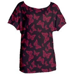 Red And Black Butterflies Women s Oversized Tee by SpinnyChairDesigns