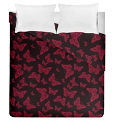 Red And Black Butterflies Duvet Cover Double Side (queen Size) by SpinnyChairDesigns