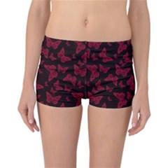 Red And Black Butterflies Reversible Boyleg Bikini Bottoms by SpinnyChairDesigns