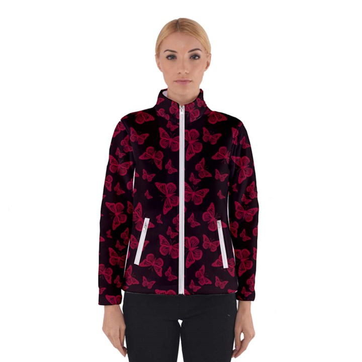 Red and Black Butterflies Winter Jacket