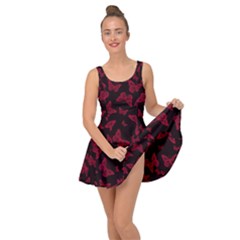 Red And Black Butterflies Inside Out Casual Dress by SpinnyChairDesigns