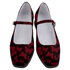 Red And Black Butterflies Women s Mary Jane Shoes by SpinnyChairDesigns