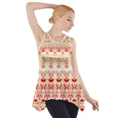 Boho Red Gold Side Drop Tank Tunic by SpinnyChairDesigns