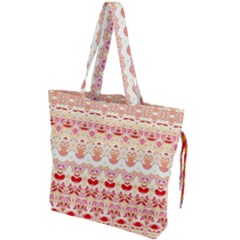 Boho Red Gold Drawstring Tote Bag by SpinnyChairDesigns