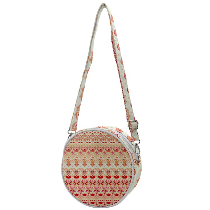 Boho Red Gold Crossbody Circle Bag