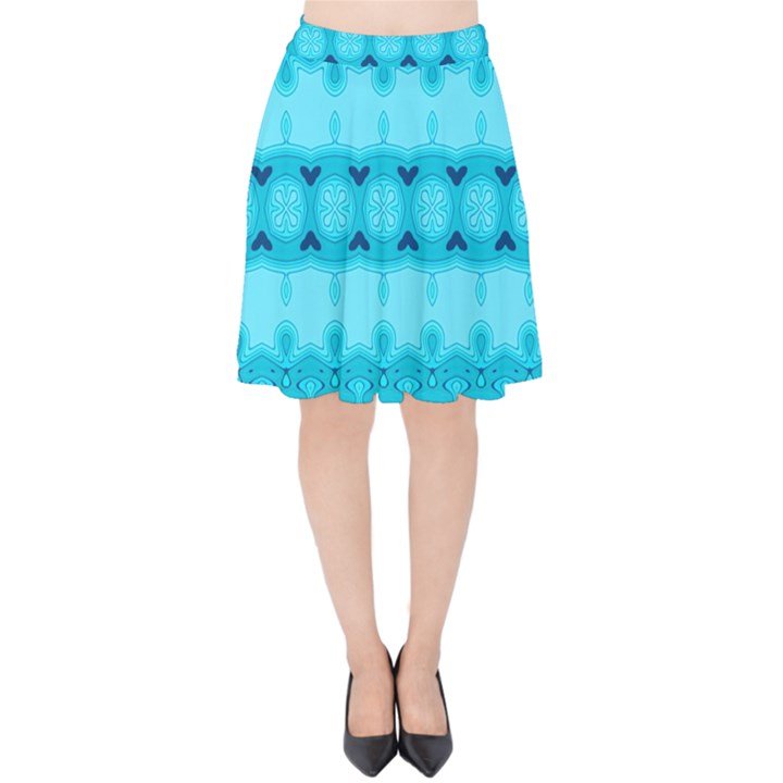 Boho Aqua Blue Velvet High Waist Skirt