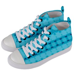 Boho Aqua Blue Women s Mid-top Canvas Sneakers by SpinnyChairDesigns