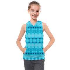 Boho Aqua Blue Kids  Sleeveless Hoodie by SpinnyChairDesigns