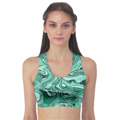 Biscay Green Swirls Sports Bra by SpinnyChairDesigns