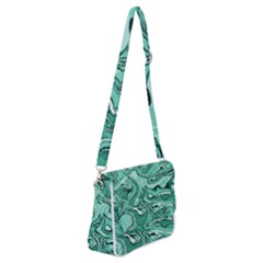 Biscay Green Swirls Shoulder Bag With Back Zipper by SpinnyChairDesigns