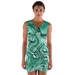 Biscay Green Swirls Wrap Front Bodycon Dress by SpinnyChairDesigns