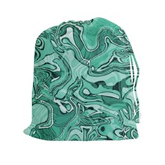 Biscay Green Swirls Drawstring Pouch (2xl) by SpinnyChairDesigns