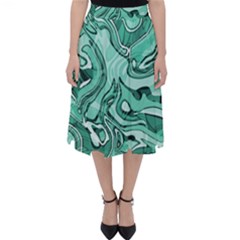 Biscay Green Swirls Classic Midi Skirt by SpinnyChairDesigns