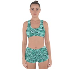 Biscay Green Swirls Racerback Boyleg Bikini Set by SpinnyChairDesigns