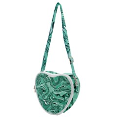 Biscay Green Swirls Heart Shoulder Bag by SpinnyChairDesigns