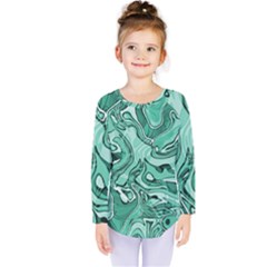 Biscay Green Swirls Kids  Long Sleeve Tee