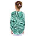 Biscay Green Swirls Kids  Long Sleeve Tee View2