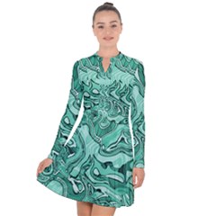 Biscay Green Swirls Long Sleeve Panel Dress by SpinnyChairDesigns