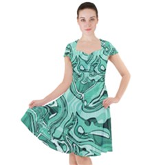 Biscay Green Swirls Cap Sleeve Midi Dress by SpinnyChairDesigns