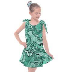 Biscay Green Swirls Kids  Tie Up Tunic Dress by SpinnyChairDesigns