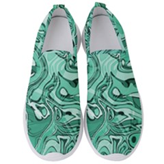 Biscay Green Swirls Men s Slip On Sneakers by SpinnyChairDesigns