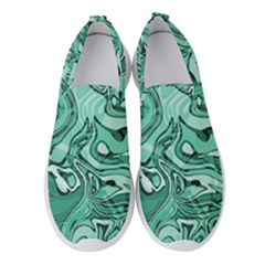 Biscay Green Swirls Women s Slip On Sneakers by SpinnyChairDesigns