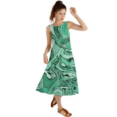 Biscay Green Swirls Summer Maxi Dress by SpinnyChairDesigns