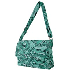 Biscay Green Swirls Full Print Messenger Bag (l) by SpinnyChairDesigns